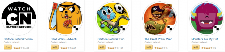 Cartoon network apps on sale at the Amazon store