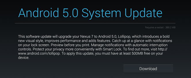 Lollipop update rolling out to Nexus 5, 6, 7, 9 and 10