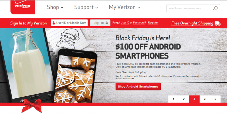 Verizon Black Friday Deal: $100 off for on-contract Android devices