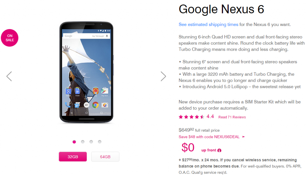 Nexus 6 deal