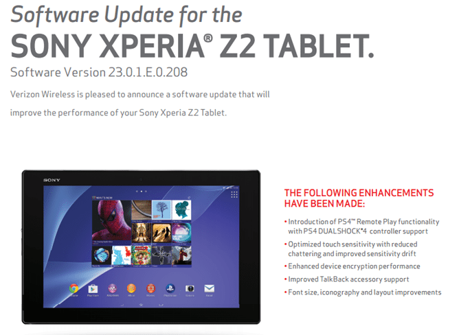 Sony Xperia z2 tablet