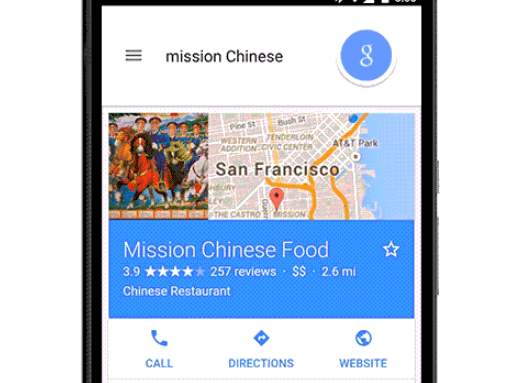 Get food straight from the Google search results