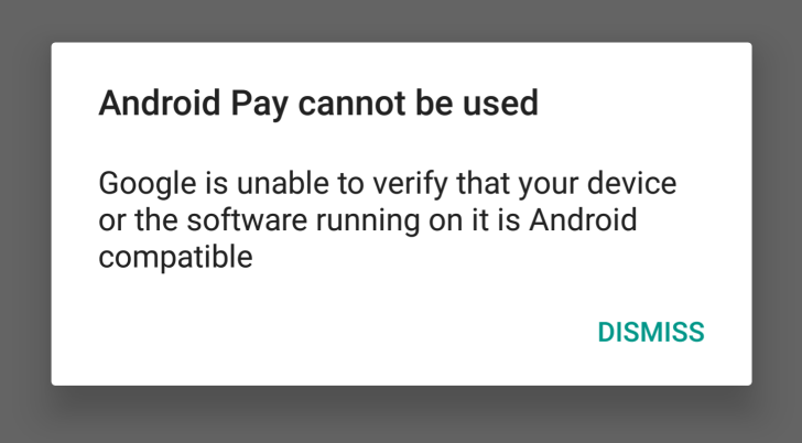 Android Pay not working on Android Marshmallow preview